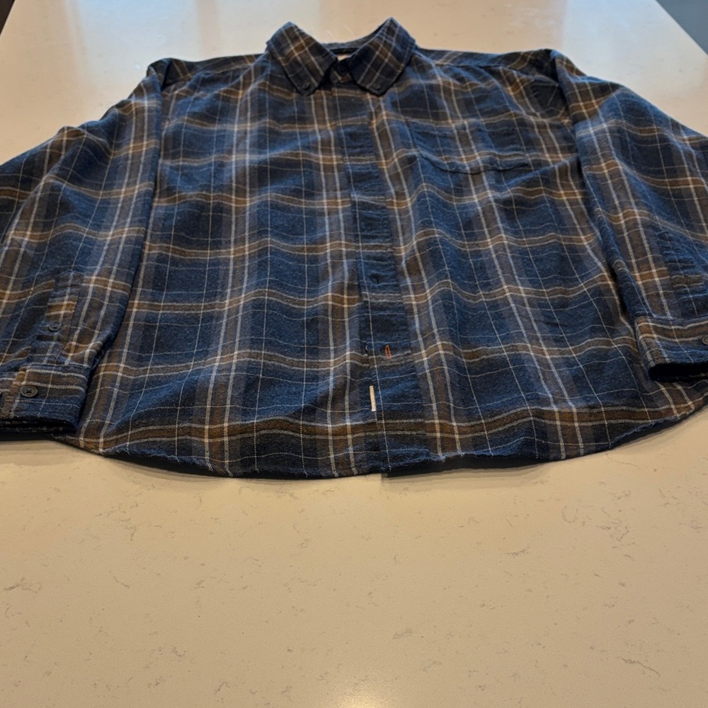 Weatherproof Navy and Gray Plaid Button Down Shirt
